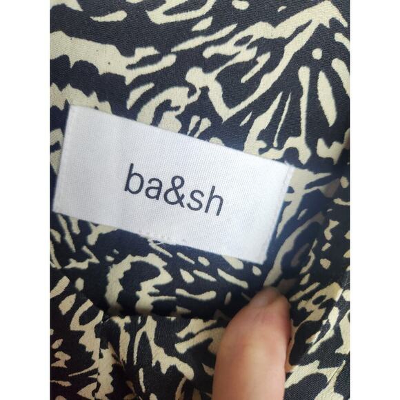 BA&SH Lia printed pleated crepe mini dress sz 8 3/4 sleeve beachy festival boho - Picture 6 of 12